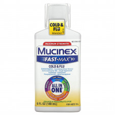 Mucinex, Fast-Max, простуда и грипп, максимальная сила действия, для детей от 12 лет, апельсин и ананас, 180 мл (6 жидк. унций)