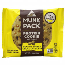 Munk Pack, Протеиновое печенье с арахисовой пастой и шоколадной крошкой, 84 г (2,96 унции)
