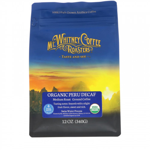 Mt. Whitney Coffee Roasters, органический кофе из Перу без кофеина, молотый кофе, средней обжарки, 340 г (12 унций)