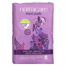 Natracare, Maxi, прокладки с поверхностью из органического хлопка, обычные, 14 шт.