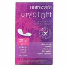 Natracare, Dry & Light, покрытие из органического хлопка, Slim, 20 прокладок