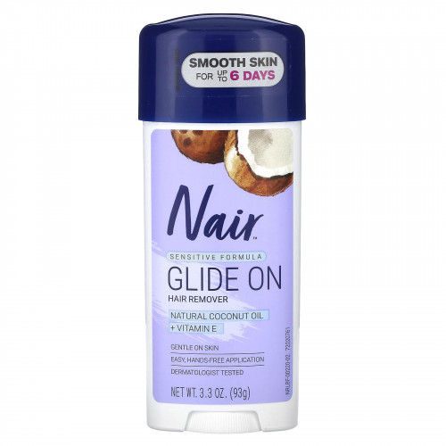 Nair, Средство для удаления волос, Glide On, формула для чувствительной кожи, 93 г (3,3 унции)