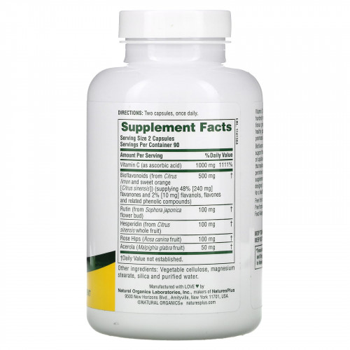 NaturesPlus, Суперкомлекс витаминов С, 180 растительных капсул
