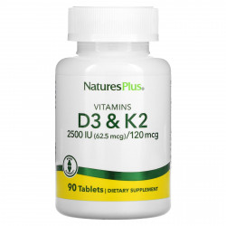 NaturesPlus, Витамины D3 и K2, 90 таблеток