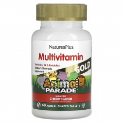 NaturesPlus, Source of Life, Animal Parade Gold, жевательные мультивитамины с микроэлементами для детей, со вкусом вишни, 60 таблеток в форме животных