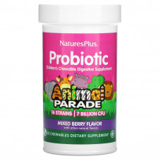 NaturesPlus, Пробиотик, детская жевательная пищеварительная добавка, ягодное ассорти, 30 жевательных таблеток