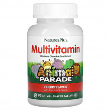 NaturesPlus, Source of Life, Animal Parade Gold, жевательные мультивитамины с микроэлементами для детей, со вкусом вишни, 90 таблеток в форме животных