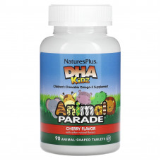 NaturesPlus, Source of Life, Animal Parade, ДГК для детей, детские жевательные таблетки, натуральный вишневый вкус, 90 таблеток в форме животных