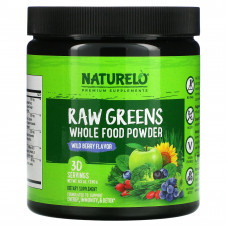 NATURELO, Raw Greens, порошок из цельных продуктов, лесные ягоды, 240 г (8,5 унции)