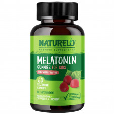 NATURELO, Детские жевательные мармеладки с мелатонином, с клубникой, 60 вегетарианских жевательных таблеток