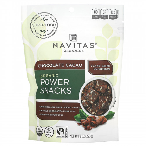 Navitas Organics, Power Snacks, Шоколадное какао, 8 унций (227 г)