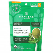 Navitas Organics, Органический суперпродукт + смесь зелени, моринга, капуста + ростки пшеницы, 180 г (6,3 унции)