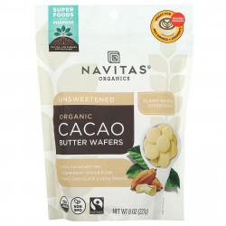 Navitas Organics, Вафли с органическим маслом какао, несладкие, 227 г (8 унций)