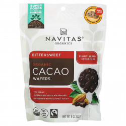 Navitas Organics, органические вафли из какао, горько-сладкий вкус, 227 г (8 унций)