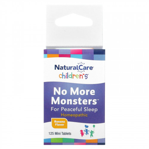 NatraBio, Children's No More Monsters, снотворное для детей, с натуральным вкусом банана, 125 мини-таблеток