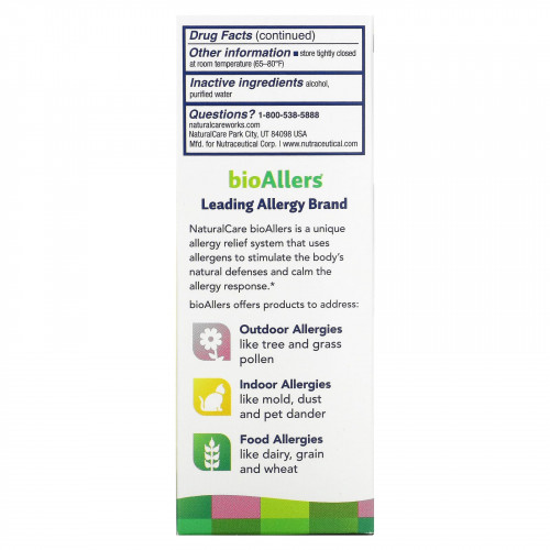 NaturalCare, bioAllers, средство от аллергии, плесень, дрожжи и пыль, 30 мл (1 жидкая унция) (Товар снят с продажи) 
