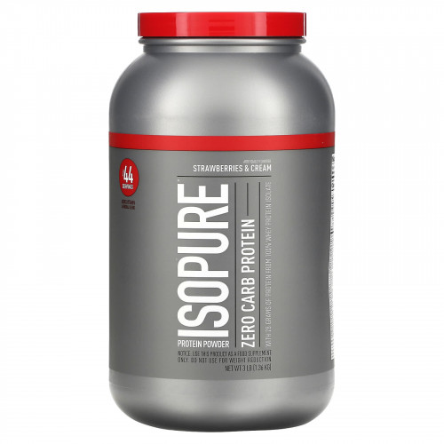 Isopure, Zero Carb, протеиновый порошок, клубника и сливки, 1,36 кг (3 фунта)