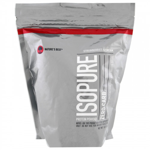 Isopure, Zero Carb, протеиновый порошок, клубника и сливки, 454 г (1 фунт)