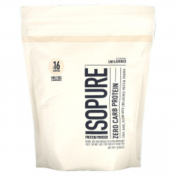 Isopure, Isopure, протеиновый порошок с нулевым содержанием углеводов, без добавок, 454 г (1 фунт)