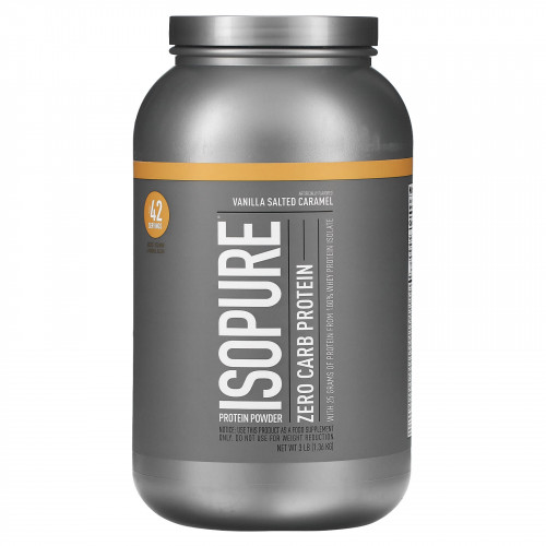 Isopure, IsoPure, протеиновый порошок, ноль углеводов, ваниль, соль, карамель, 3 ф. (1,36 кг)