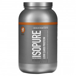 Isopure, IsoPure, Белковый порошок, Низкоуглеводный, Шоколад и арахисовое масло, 3 фунта (1,36 кг)