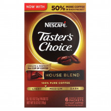 Nescafé, Taster's Choice, растворимый кофе, домашняя смесь, светлый / средний, 6 пакетиков по 3 г (0,1 унции)