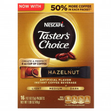 Nescafé, Taster's Choice, растворимый кофе, с фундуком, средняя/темная обжарка, 16 пакетиков по 3 г (0,1 унции)