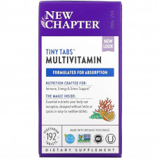 New Chapter, Multivitamin Tiny Tabs, полный витаминный комплекс на основе цельных продуктов, 192 вегетарианских таблетки