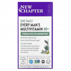 New Chapter, 40+ Every Man's One Daily Multi, мультивитамины для мужчин, 72 растительные таблетки