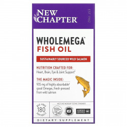 New Chapter, рыбий жир Wholemega, 180 мягких таблеток