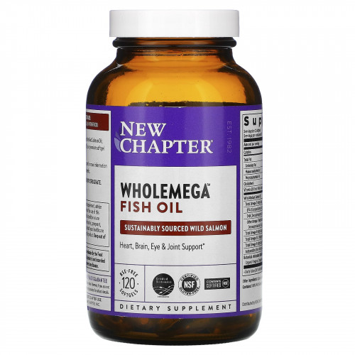 New Chapter, Wholemega, рыбий жир, 120 мягких таблеток