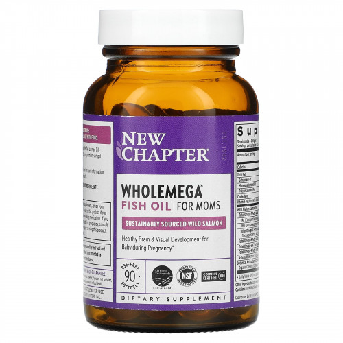 New Chapter, Wholemega, рыбий жир для здоровья мам, 90 мягких таблеток