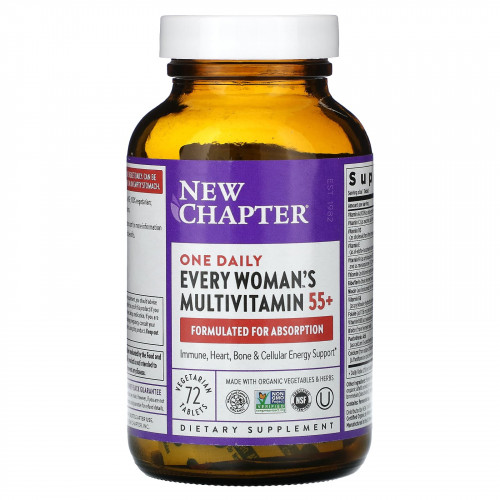 New Chapter, мультивитамины для женщин от 55 лет, один раз в день, 72 вегетарианские таблетки