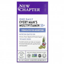 New Chapter, Every Man's One Daily, мультивитамины для 55+, 72 вегетарианские таблетки