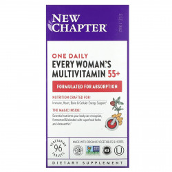 New Chapter, 55+ Every Woman's One Daily, витаминный комплекс на основе цельных продуктов для женщин старше 55 лет, 96 вегетарианских таблеток