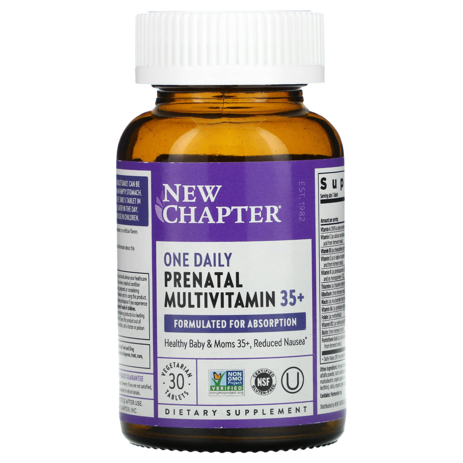 New Chapter, One Daily Prenatal Multivitamin 35+, 30 вегетарианских таблеток