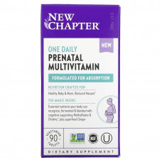 New Chapter, One Daily Prenatal Multivitamin, мультивитаминный комплекс для беременных, 90 вегетарианских таблеток