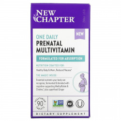 New Chapter, One Daily Prenatal Multivitamin, мультивитаминный комплекс для беременных, 90 вегетарианских таблеток