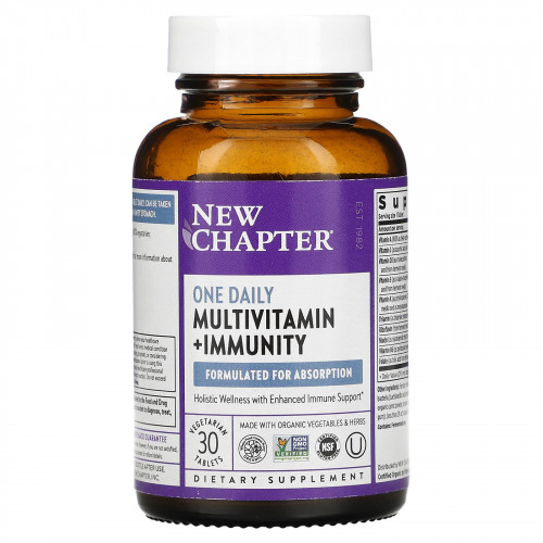 New Chapter, One Daily Multivitamin + Immunity, 30 вегетарианских таблеток