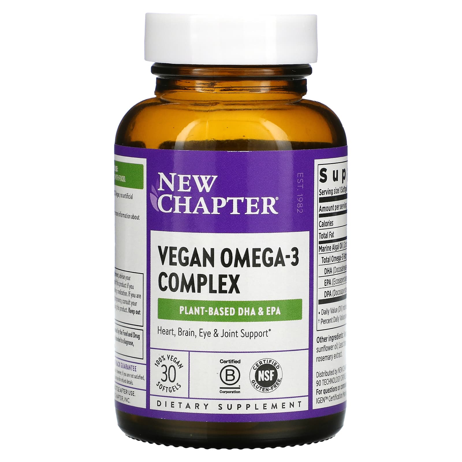 New Chapter, Vegan Omega-3, 30 веганских капсул