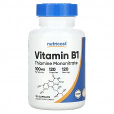 Nutricost, Витамин B1, 100 мг, 120 капсул