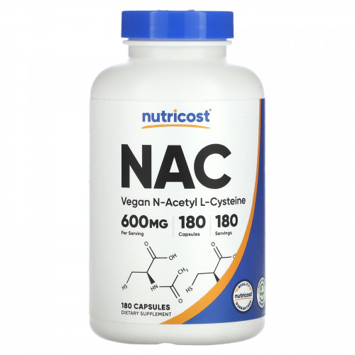 Nutricost, NAC, 600 мг, 180 капсул