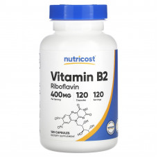 Nutricost, Витамин B2, 400 мг, 120 капсул