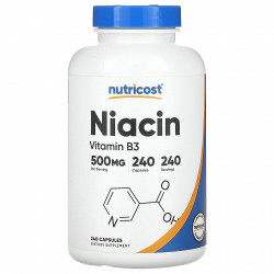 Nutricost, Ниацин, 500 мг, 240 капсул