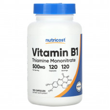 Nutricost, Витамин B1, 500 мг, 120 капсул