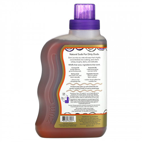 ZUM, Zum Clean, жидкое мыло для стирки с ароматерапевтическим эффектом, ладан и пачули, 940 мл (32 жидк. унции)