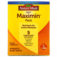 Nature Made, Daily Maximin Pack, мультивитамины и минералы, 6 добавок в пакете, 30 пакетов