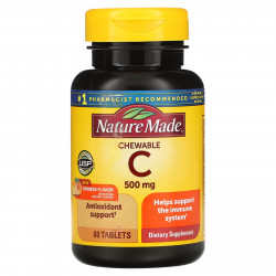 Nature Made, Жевательный витамин С, апельсин, 500 мг, 60 таблеток