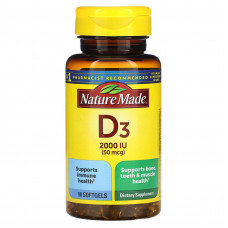 Nature Made, Vitamin D3, 50 mcg, 90 Softgels