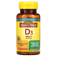 Nature Made, Витамин D3, 50 мкг, 100 таблеток
